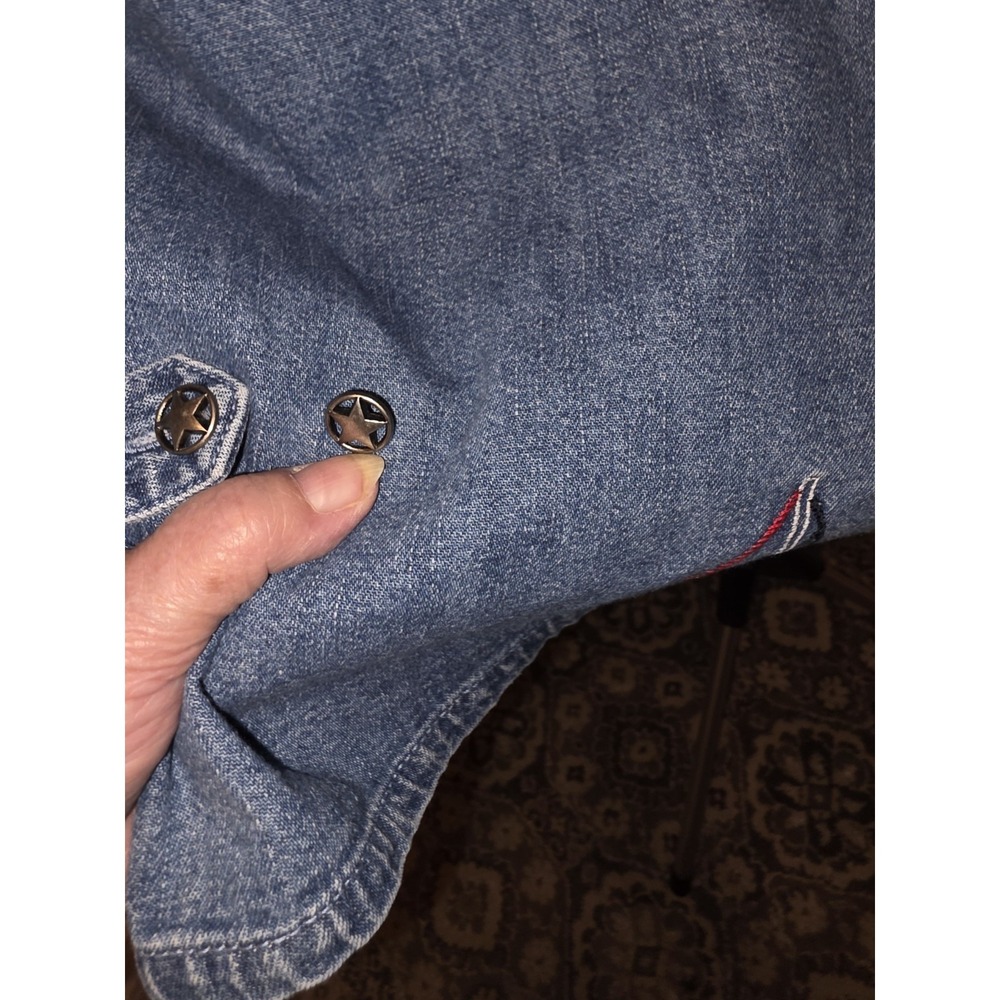 Christopher & Banks Size L Denim Jacket Shirt Sailing Theme. 23" PTP,  26" Long. - Picture 6 of 12